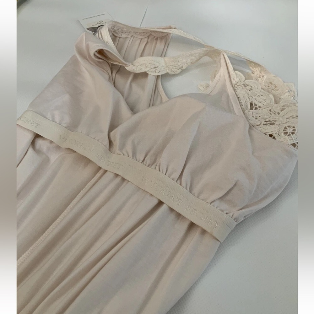 Victoria’s Secret Cream Lace Neck Built In Bra Midi Dress Boho Cottagecore Small - Picture 6 of 10